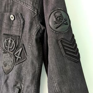 Ring of Fire | Men's Black Denim Patchwork Jacket